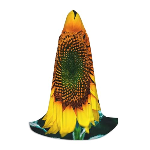 MIEKGPS Kapuzenumhang mit Sonnenblumenmuster, klein, Halloween-Kostüm, Umhang, Halloween, Cosplay, Hexe von MIEKGPS