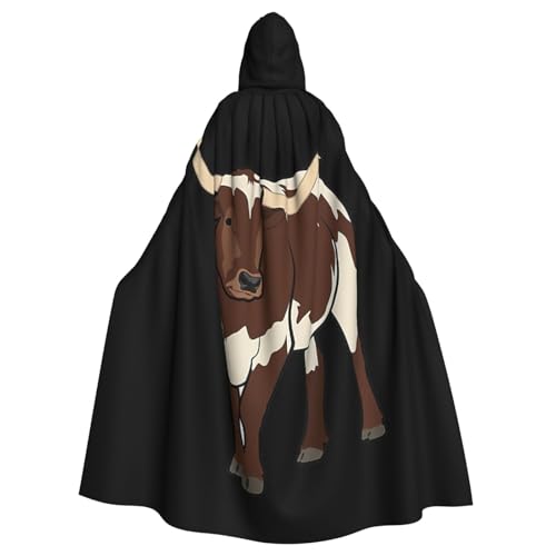 MIEKGPS Kapuzenumhang mit Tierkuh-Druck, Halloween-Kostüm, langer Robe, Umhang Kostüm für Erwachsene, Damen und Herren von MIEKGPS
