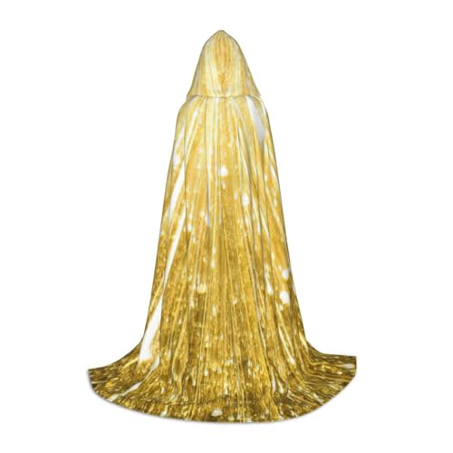 MIEKGPS Kapuzenumhang mit goldfarbenem Glitzer-Aufdruck, Halloween-Kostüm, Robe, Umhang, Halloween, Cosplay, Hexe von MIEKGPS