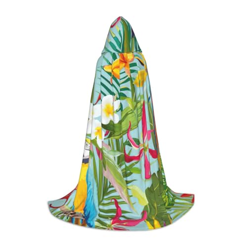 MIEKGPS Kapuzenumhang mit tropischen Pflanzen und Papageien, klein, Halloween-Kostüm, Umhang, Halloween, Cosplay, Hexe MIEKGPS Kapuzenumhang mit tropischen Pflanzen und Papageien, klein, Halloween-Kostüm, Umhang, Halloween, Cosplay, Hexe von MIEKGPS