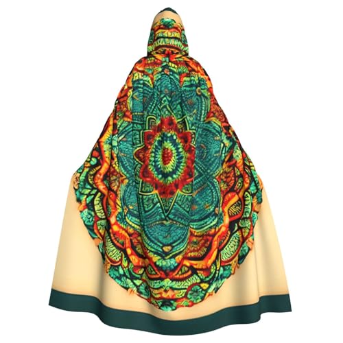 MIEKGPS Mandala-Druck, Kapuzenumhang, Halloween-Kostüm, langer Robe, Umhang Kostüm für Erwachsene, Damen und Herren von MIEKGPS