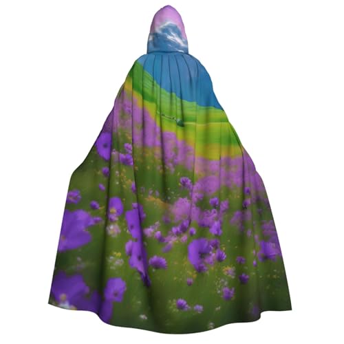 MIEKGPS Natur-Umhang mit lila Blumen, Wiese, Berg, malerischer Druck, großer Kapuzenumhang, Halloween-Kostüm, langer Robe, Umhang für Erwachsene, Damen, Herren MIEKGPS Natur-Umhang mit lila Blumen, Wiese, Berg, malerischer Druck, großer Kapuzenumhang, Halloween-Kostüm, langer Robe, Umhang für Erwachsene, Damen, Herren von MIEKGPS