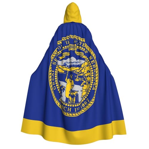 MIEKGPS Nebraska-Flaggen-Druck, großer Kapuzenumhang, Halloween-Kostüm, langer Robe, Umhang für Erwachsene, Damen, Herren MIEKGPS Nebraska-Flaggen-Druck, großer Kapuzenumhang, Halloween-Kostüm, langer Robe, Umhang für Erwachsene, Damen, Herren von MIEKGPS