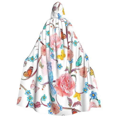 MIEKGPS Romantischer, ausgefallener Umhang mit Blumenvögeln und Schmetterlingen, großer Kapuzenumhang, Halloween-Kostüm, langer Robe, Umhang für Erwachsene, Damen, Herren MIEKGPS Romantischer, ausgefallener Umhang mit Blumenvögeln und Schmetterlingen, großer Kapuzenumhang, Halloween-Kostüm, langer Robe, Umhang für Erwachsene, Damen, Herren von MIEKGPS