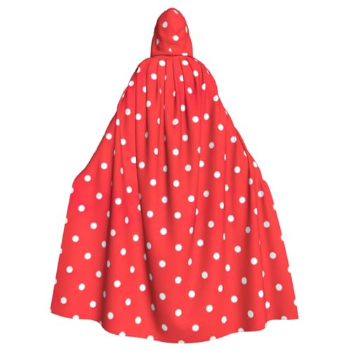 MIEKGPS Rote und weiße Polka Dots Print Kapuzenumhang Halloween Kostüm Lange Robe Umhang Kostüm für Erwachsene Damen Herren MIEKGPS Rote und weiße Polka Dots Print Kapuzenumhang Halloween Kostüm Lange Robe Umhang Kostüm für Erwachsene Damen Herren von MIEKGPS