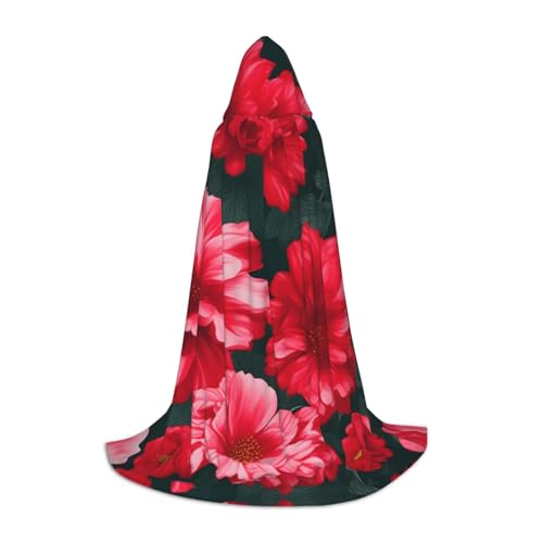 MIEKGPS Roter rosa Blumendruck, kleiner Kapuzenumhang, Halloween-Kostüm, Robe, Umhang, Halloween, Cosplay, Hexe MIEKGPS Roter rosa Blumendruck, kleiner Kapuzenumhang, Halloween-Kostüm, Robe, Umhang, Halloween, Cosplay, Hexe von MIEKGPS