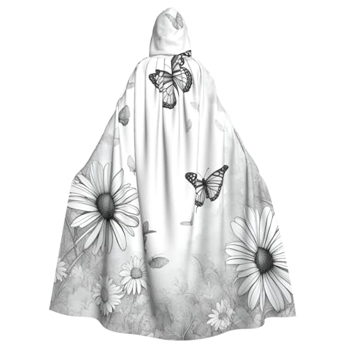 MIEKGPS Schmetterling Gänseblümchen Druck Kapuzenumhang Halloween Kostüm Lange Robe Umhang Kostüm für Erwachsene Damen Herren MIEKGPS Schmetterling Gänseblümchen Druck Kapuzenumhang Halloween Kostüm Lange Robe Umhang Kostüm für Erwachsene Damen Herren von MIEKGPS