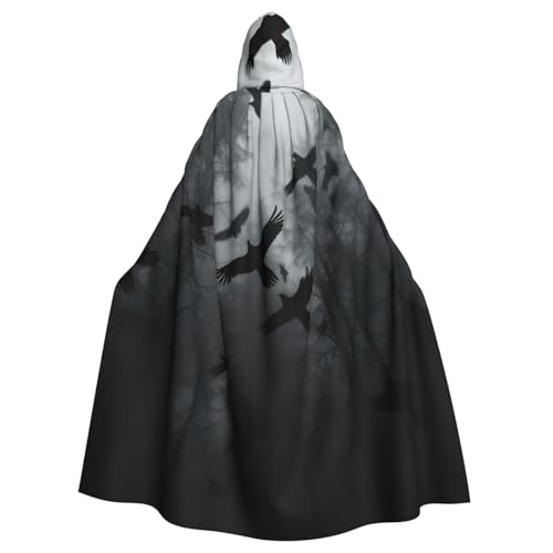 MIEKGPS Schwarzer Krähen-Print Kapuzenumhang Halloween-Kostüm, langer Robe-Umhang Kostüm für Erwachsene, Damen und Herren MIEKGPS Schwarzer Krähen-Print Kapuzenumhang Halloween-Kostüm, langer Robe-Umhang Kostüm für Erwachsene, Damen und Herren von MIEKGPS