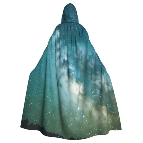 MIEKGPS Sternenhimmel, tiefer Weltraum-Druck, Kapuzenumhang, Halloween-Kostüm, langer Robe, Umhang, Kostüm für Erwachsene, Damen und Herren von MIEKGPS