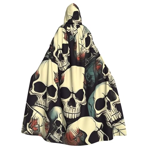 MIEKGPS Totenkopf-Skelett-Druck, Kapuzenumhang, Halloween-Kostüm, langer Robe, Umhang Kostüm für Erwachsene, Damen und Herren MIEKGPS Totenkopf-Skelett-Druck, Kapuzenumhang, Halloween-Kostüm, langer Robe, Umhang Kostüm für Erwachsene, Damen und Herren von MIEKGPS