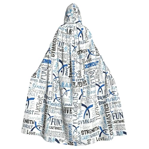 MIEKGPS Turnen Blau Druck Kapuzenumhang Halloween Kostüm Lange Robe Umhang Kostüm für Erwachsene Damen Herren von MIEKGPS