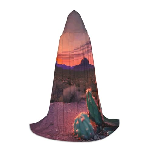 MIEKGPS Umhang mit Kapuze und Kaktuswüste, Sonnenuntergang, klein, Halloween-Kostüm, Umhang, Halloween, Cosplay, Hexe von MIEKGPS