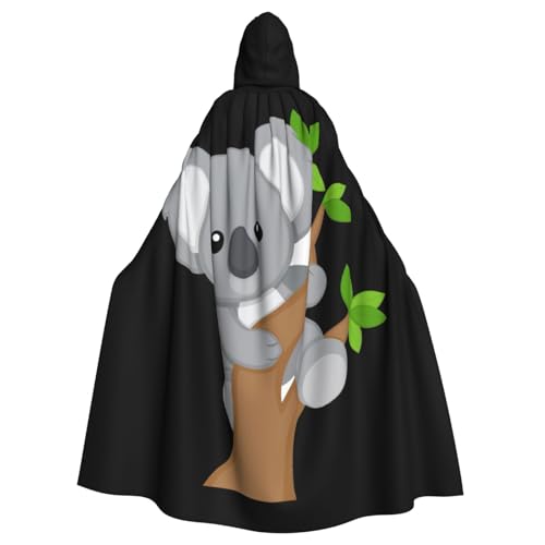 MIEKGPS Umhang mit Kapuze und Koala-Druck, Halloween-Kostüm, langer Robe-Umhang, Kostüm für Erwachsene, Damen und Herren von MIEKGPS