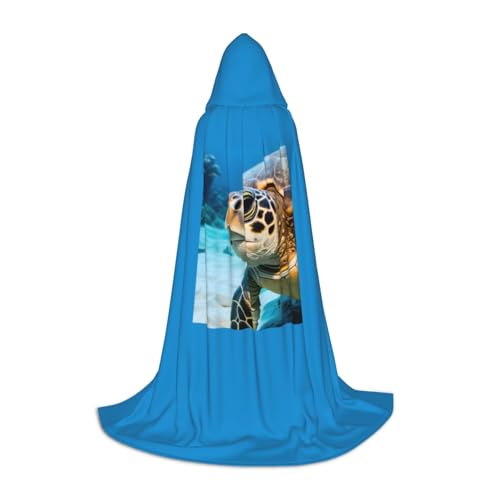 MIEKGPS Umhang mit großer Meeresschildkröte, kleiner Kapuzenumhang, Halloween-Kostüm, Umhang, Halloween, Cosplay, Hexe von MIEKGPS