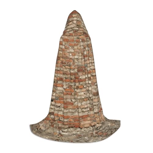 MIEKGPS Ziegelwanddruck, kleine Größe, Kapuzenumhang, Halloween-Kostüm, Robe, Umhang, Halloween, Cosplay, Hexe von MIEKGPS