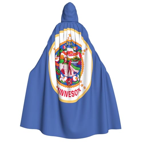 Minnesota State Flag Print Large Hooded Cloak Halloween Costume, Long Robe Cape Costume for Adults Women Men von MIEKGPS