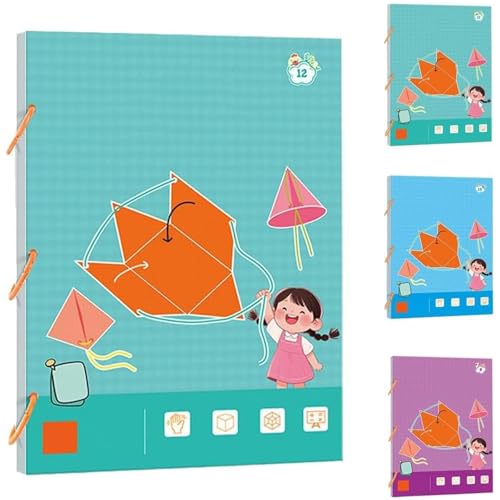 3D-Geometrie-Lernbuch mit Zugschnur, 9./12./15 Festkörper-Geometriemodelle for Kinder, sicheres geflochtenes Seildesign, verbessert das geometrische Verständnis(12model) von MIGEDY