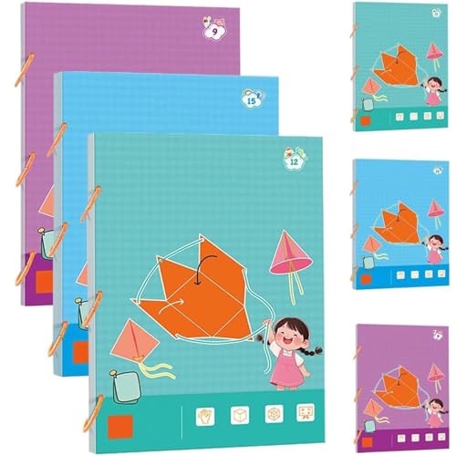 3D-Geometrie-Lernbuch mit Zugschnur, 9./12./15 Festkörper-Geometriemodelle for Kinder, sicheres geflochtenes Seildesign, verbessert das geometrische Verständnis(3 in 1) von MIGEDY