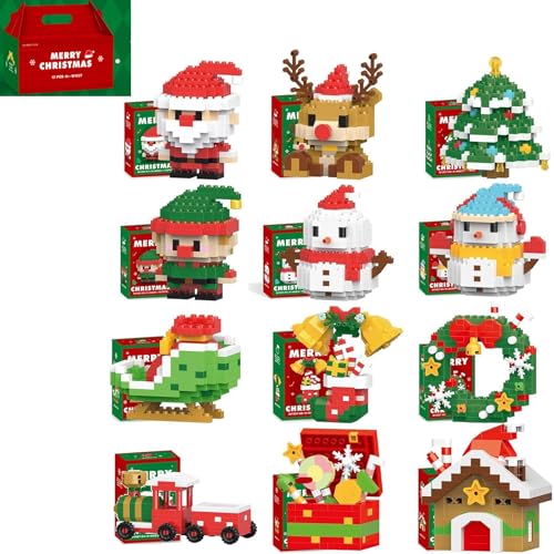 Bausteine-Set mit Weihnachtsmann-Design, 2025 Neue Bausteine-Ornamente for Thema Weihnachten, (12PCS) von MIGEDY
