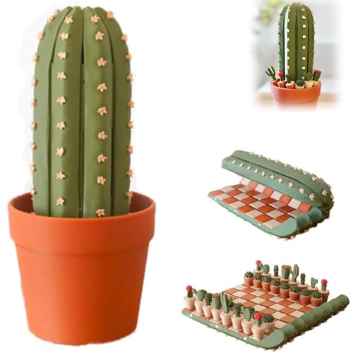 Fortgeschrittenes Roll-up-Kaktus-Schachspiel, Schachbrett mit Kaktus-Motiven, Schachspiel, 3D-gedruckte tragbare Schachspiele for jedermann von MIGEDY