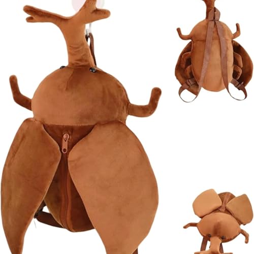MIGEDY Plush Beetle Backpack Brown Insect Design Soft Lifelike Beetle Stag Bag for Women and Girls，travel，Office，School，Gift etc.(Brown) von MIGEDY