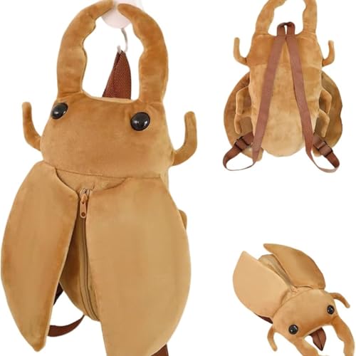 MIGEDY Plush Beetle Backpack Brown Insect Design Soft Lifelike Beetle Stag Bag for Women and Girls，travel，Office，School，Gift etc.(Yellow) von MIGEDY