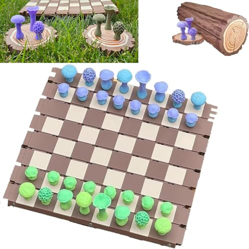 Magnetisches Waldpilzschach, tragbares Botanikschachspiel, magnetisch, magnetisches Reisepilz-Klappschachbrettspiel for draußen von MIGEDY