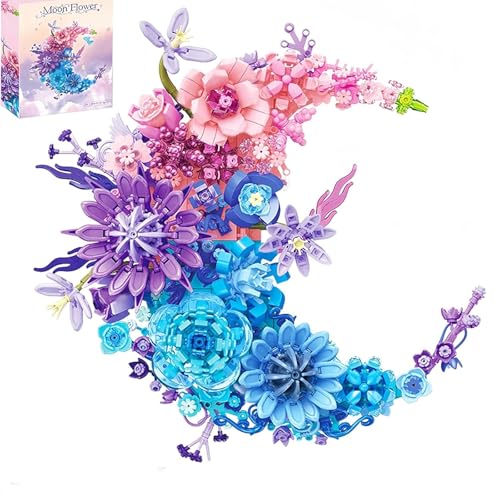 Mondblumen-Bausatz for Erwachsene – 977-teiliges kreatives Wandkunst-Bausteinset und botanische Blumenarrangements zur Heimdekoration(A) von MIGEDY