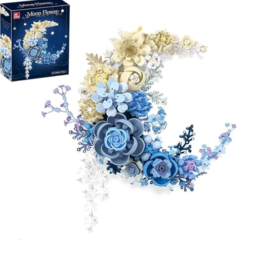 Mondblumen-Bausatz for Erwachsene – 977-teiliges kreatives Wandkunst-Bausteinset und botanische Blumenarrangements zur Heimdekoration(B) von MIGEDY