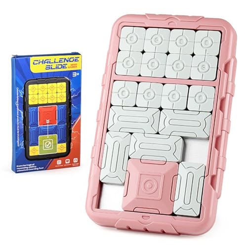 Schiebepuzzle-Spiel, interaktive Logik for Erwachsene, kompaktes Design for unterwegs, kognitive Entwicklung, Verbesserung der Fähigkeiten, Denksportaufgabe(Pink) von MIGEDY
