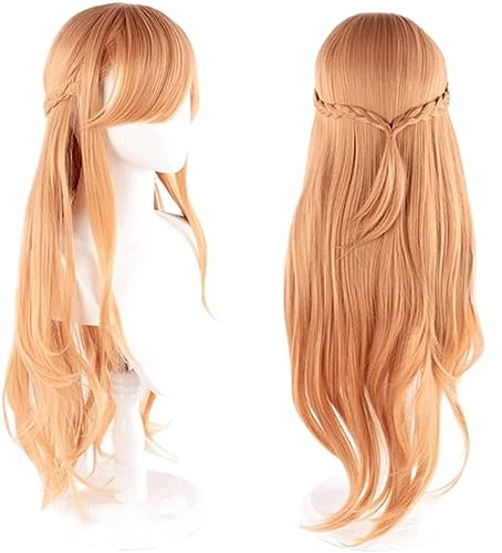 Anime Asuna Yuuki Cosplay Perücke für Sword Art Online,Lange gerade geflochtene Perücke mit kostenloser Perücke Cap,für Kostüm Party, Anime Show, Cosplay von MIGUOO