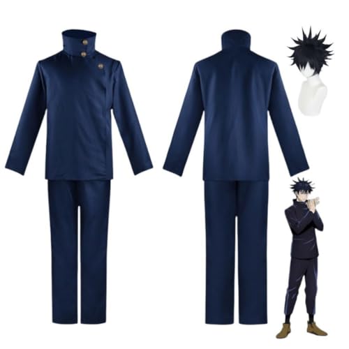 Anime Jujutsu Kaisen Fushiguro Megumi Cosplay Outfit Halloween Party Uniform Kostüm + Perücke (Blue,S) von MIGUOO