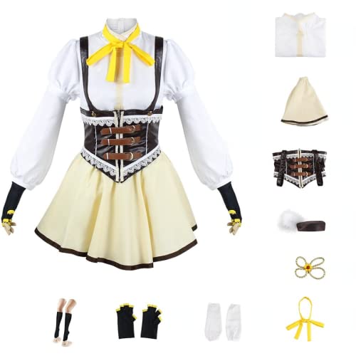 Anime Kaname Madoka Akemi Homura Cosplay Kostüm Uniform Kleid Set Halloween Party Outfit (Tomoe Mami,S) von MIGUOO