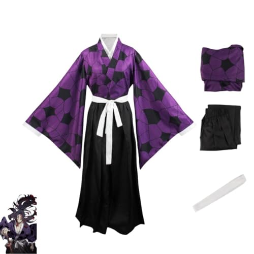 MIGUOO Anime Demon Slayer Cosplay Kostüm Für Kokushibo Halloween Outfit Party Kimono Uniform Full Set (Full Set,S) von MIGUOO