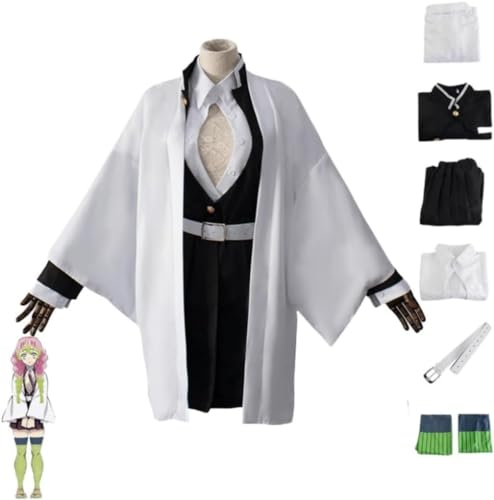 MIGUOO Anime Demon Slayer Kanroji Mitsuri Cosplay Outfit Halloween Kostüm Party Kimono Uniform Full Set (Full Set,L) von MIGUOO