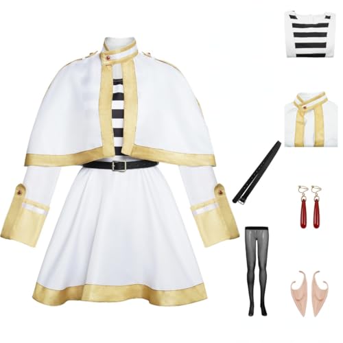 MIGUOO Anime Frieren At The Funeral Frieren Cosplay Kostüm Halloween Outfit Party Einheitlich Kleid Full Set (Frieren,XXL) von MIGUOO
