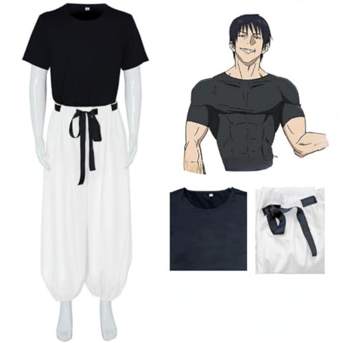 MIGUOO Anime Jujutsu Kaisen Fushiguro Toji Cosplay Kostüm Halloween Outfit Rollenspiel Einheitlich Kimono Full Set (White,L) von MIGUOO