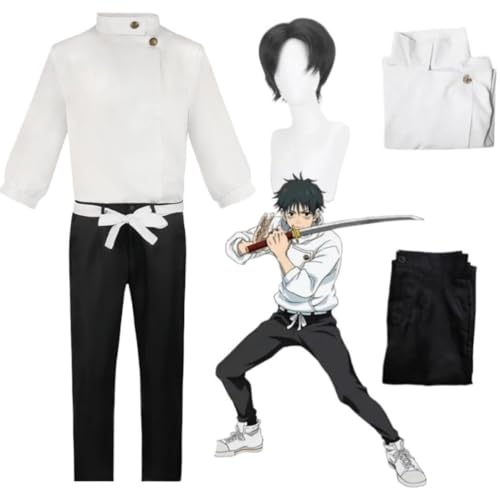 MIGUOO Anime Jujutsu Kaisen Okkotsu Yuta Cosplay Outfit Halloween Party Uniform Kostüm mit Perücke (Suit,M) von MIGUOO