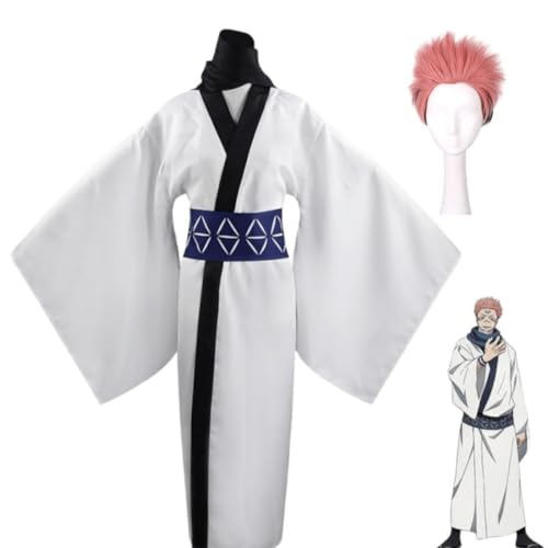 MIGUOO Anime Jujutsu Kaisen Ryomen Sukuna Cosplay Outfit Halloween Party Uniform Kostüm mit Perücke Anzug (Suit,S) von MIGUOO