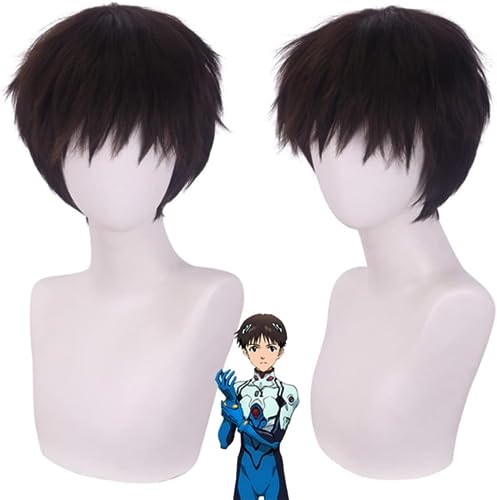 MIGUOO Anime Shinji Ikari Cosplay Perücke, Kurze Braune Schwarze Perücke Für Halloween Kostüm Party, Anime Show, Mit Kostenloser Perücke Cap MIGUOO Anime Shinji Ikari Cosplay Perücke, Kurze Braune Schwarze Perücke Für Halloween Kostüm Party, Anime Show, Mit Kostenloser Perücke Cap von MIGUOO