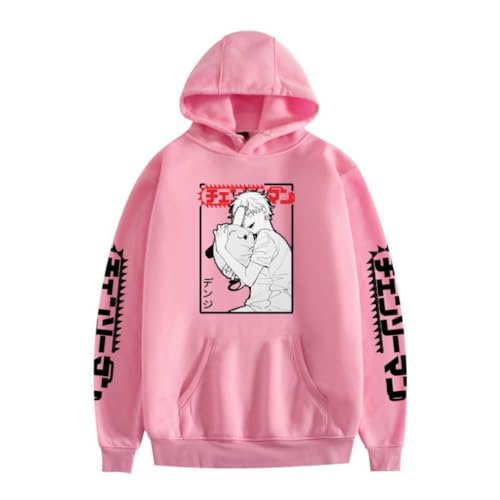 MIGUOO Chainsaw Man Denji Anime Gedruckt Sweatshirt Unisex Hoodie Pullover Cosplay Kostüm Herbst Winter Pullover (Pink,3XL) von MIGUOO