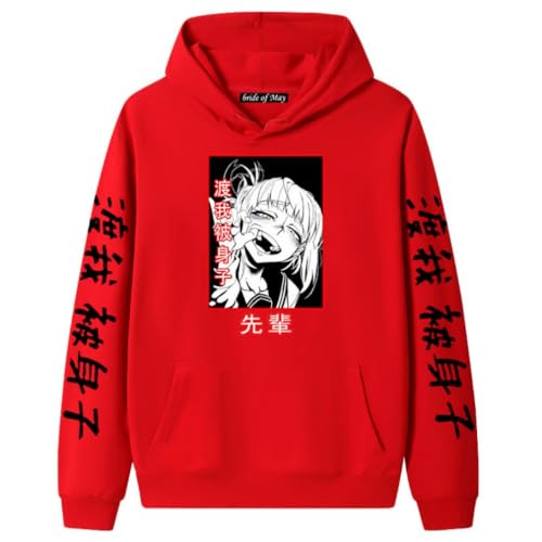 My Hero Academia Himiko Toga Anime Printed Sweatshirt Unisex Hoodie Pullover Cosplay Kostüm Männer Frauen Pullover (Red,3XL) von MIGUOO