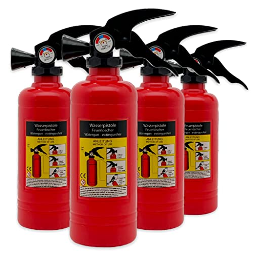 4er Set Wasserpistolen im Feuerlöscher-Design - Die coolsten Wasserspritzer für kleine Feuerwehrmänner! von MIJOMA