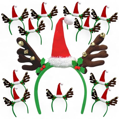 MIJOMA 12 Stück Haarreifen Weihnachten – Kopfschmuck mit Weihnachtsmütze und Rentiergeweih – Bequemer Plüsch und Filz – Ideal für Weihnachtsfeiern und Kostümpartys MIJOMA 12 Stück Haarreifen Weihnachten – Kopfschmuck mit Weihnachtsmütze und Rentiergeweih – Bequemer Plüsch und Filz – Ideal für Weihnachtsfeiern und Kostümpartys von MIJOMA