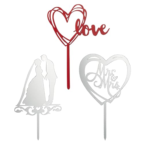 MIJOMA 3-teiliges Cake Topper Set, stilvolle Kuchendeko für Hochzeiten und Verlobungen, Acryl Tortenstecker mit 17 cm Länge, zeitgemäße Lasertechnik, eleganter Tortenschmuck, für unvergessliche Feiern MIJOMA 3-teiliges Cake Topper Set, stilvolle Kuchendeko für Hochzeiten und Verlobungen, Acryl Tortenstecker mit 17 cm Länge, zeitgemäße Lasertechnik, eleganter Tortenschmuck, für unvergessliche Feiern von MIJOMA