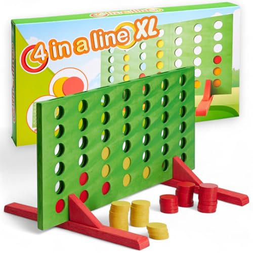 MIJOMA 4 in Einer Reihe Holzspiel XL – Nachhaltiges Familienspiel aus Holz – Pädagogisches Gesellschaftsspiel für Kinder & Erwachsene – Lernspiel Indoor & Outdoor MIJOMA 4 in Einer Reihe Holzspiel XL – Nachhaltiges Familienspiel aus Holz – Pädagogisches Gesellschaftsspiel für Kinder & Erwachsene – Lernspiel Indoor & Outdoor von MIJOMA