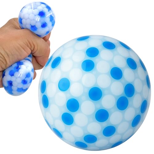 MIJOMA Antistress-Quetschball mit Perlenfüllung – Stressabbau & Muskeltraining, Spaßiges Kneten, Ideal für Büro & Reisen, 7cm (Weiß/Blau) von MIJOMA