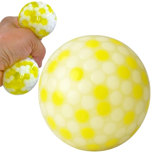 MIJOMA Antistress-Quetschball mit Perlenfüllung – Stressabbau & Muskeltraining, Spaßiges Kneten, Ideal für Büro & Reisen, 7cm (Weiß/Gelb) von MIJOMA