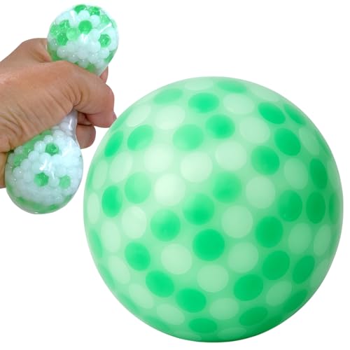 MIJOMA Antistress-Quetschball mit Perlenfüllung – Stressabbau & Muskeltraining, Spaßiges Kneten, Ideal für Büro & Reisen, 7cm (Weiß/Grün) von MIJOMA