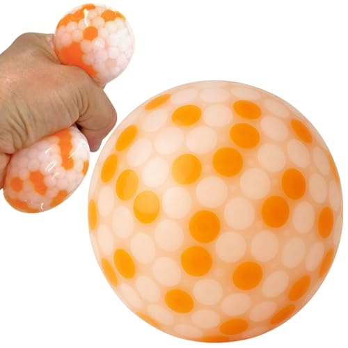 MIJOMA Antistress-Quetschball mit Perlenfüllung – Stressabbau & Muskeltraining, Spaßiges Kneten, Ideal für Büro & Reisen, 7cm (Weiß/Orange) von MIJOMA